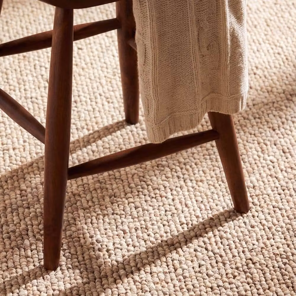 THE RUGS Wolly Hand-Tufted Scandinavian Style Wool Look Rug in Beige, W/D: 100 x 140 cm – 5