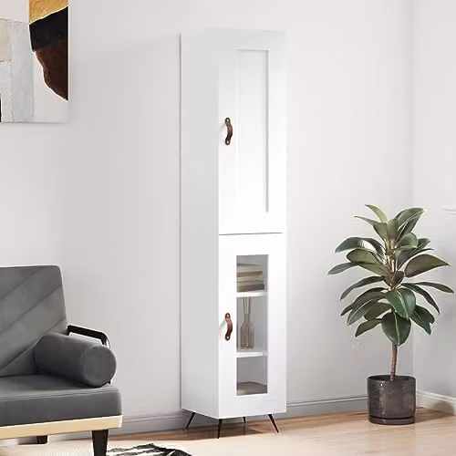 vidaXL Highboard in White with Glass Doors, W/D/H: 34.5 x 34 x 180 cm – 2