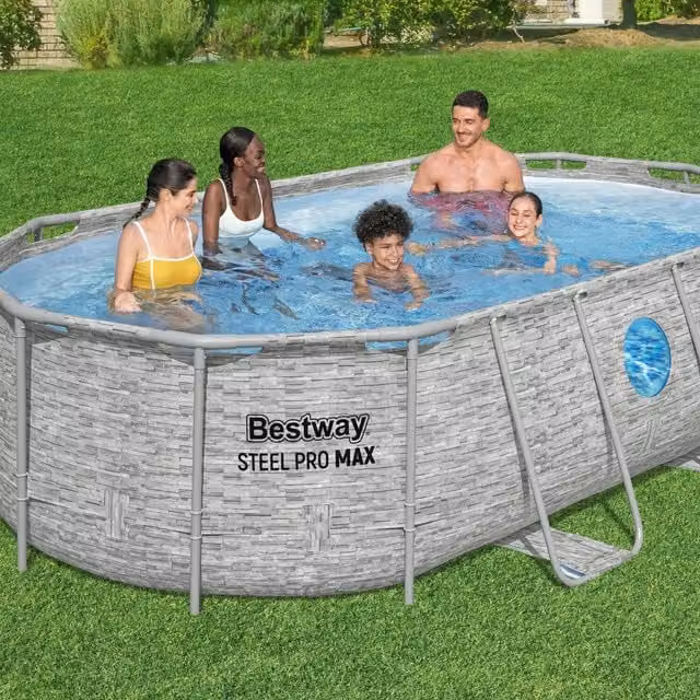Bestway Splashview Oval Above Ground Pool Set, Grey, W: 426.7 cm, D: 249 cm, H: 100.3 cm