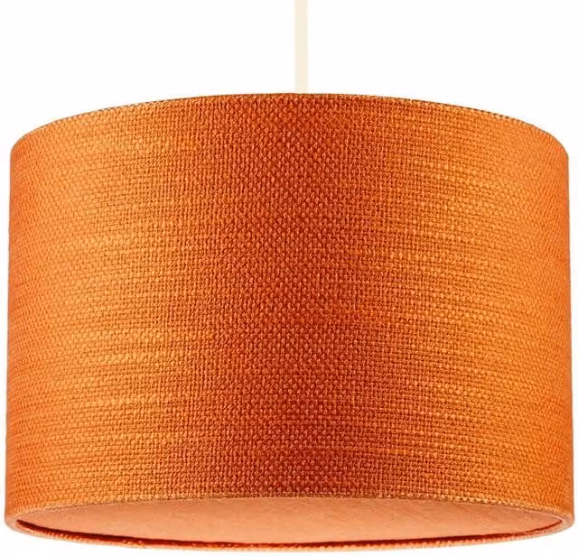 Happy Homewares Desert Sun Orange Textured Linen Pendant Lighting Shade with Diffuser in Tangerine
