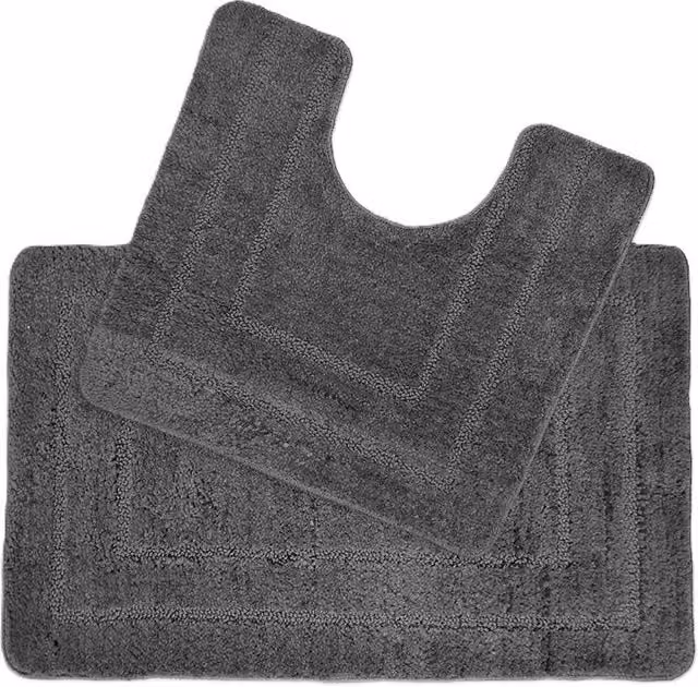 Allure Bath Fashions 2 Piece Non-Slip Microfibre Bath and WC Pedestal Mat Set in Grey – 5
