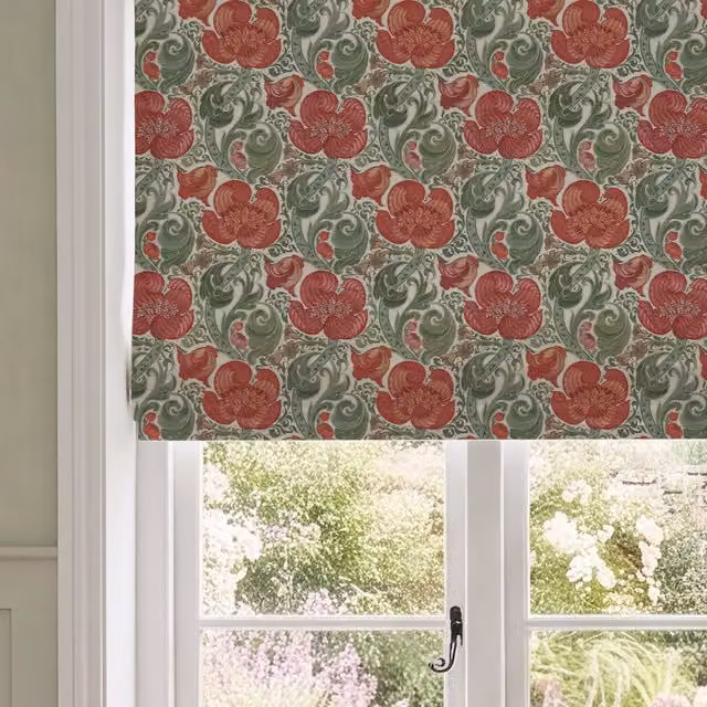 HOUSE Llewelyn-Bowen Down The Dilly Printed Crimson Velvet Made To Measure Roman Blind