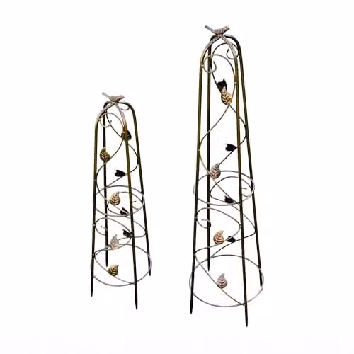 Garden Gear Metal Ornamental Obelisk Set of 2 in Bronze for Climbing Plant and Flower Support