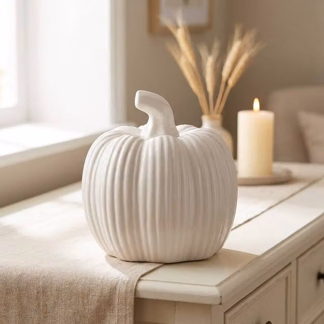 Garden Greatness Multicolour Glossy Ceramic Pumpkin Tabletop Ornament