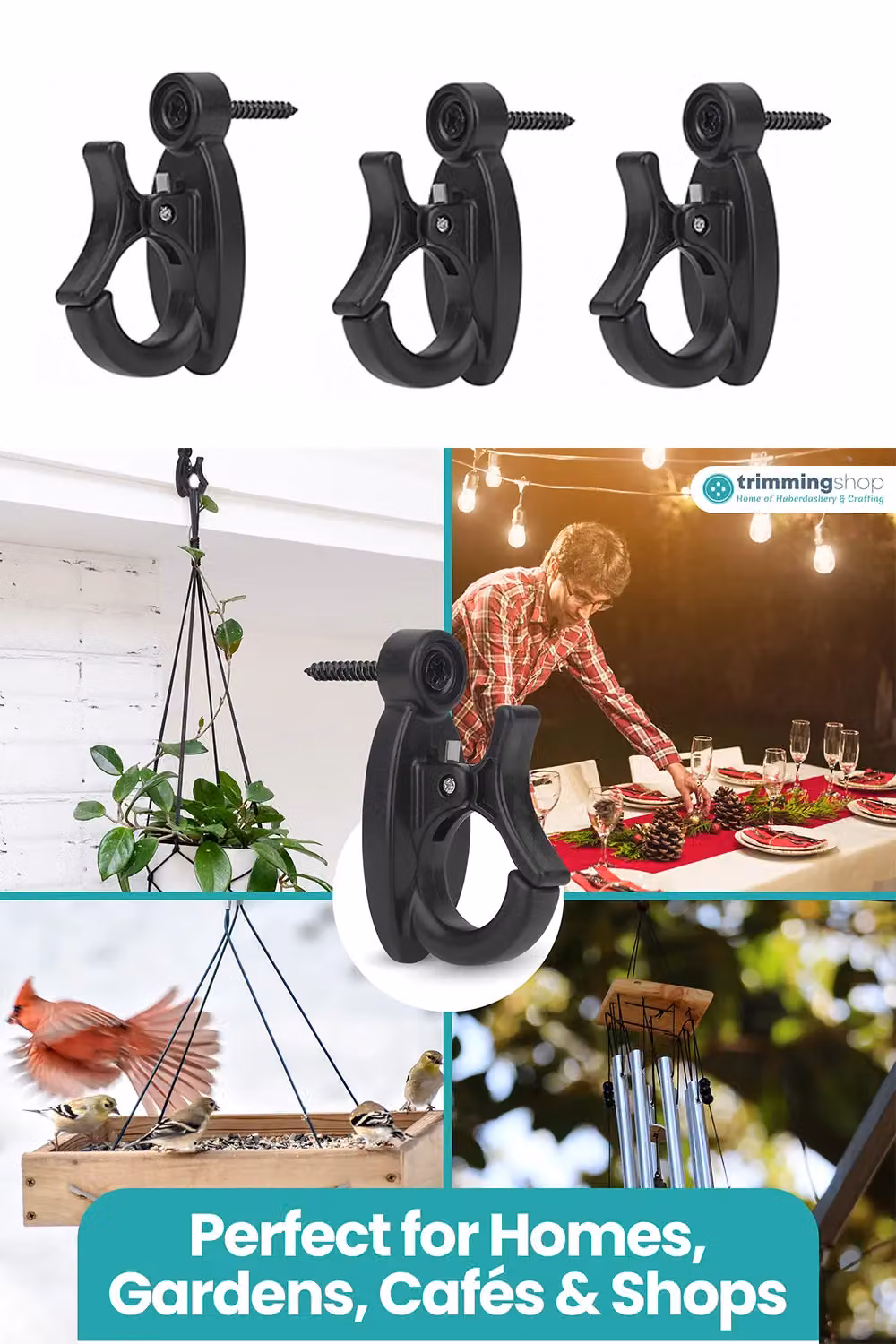 Neel Blue Black Easy Release Q-Hanger Cup Hooks with Buckle and Heavy-Duty Screw, 20 Pieces – 7