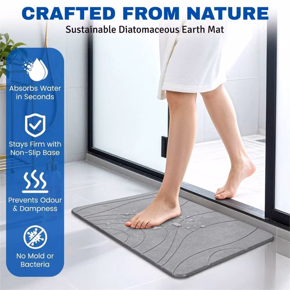 Nordara Grey Diatomite Stone Quick Drying Bath Mat – 3