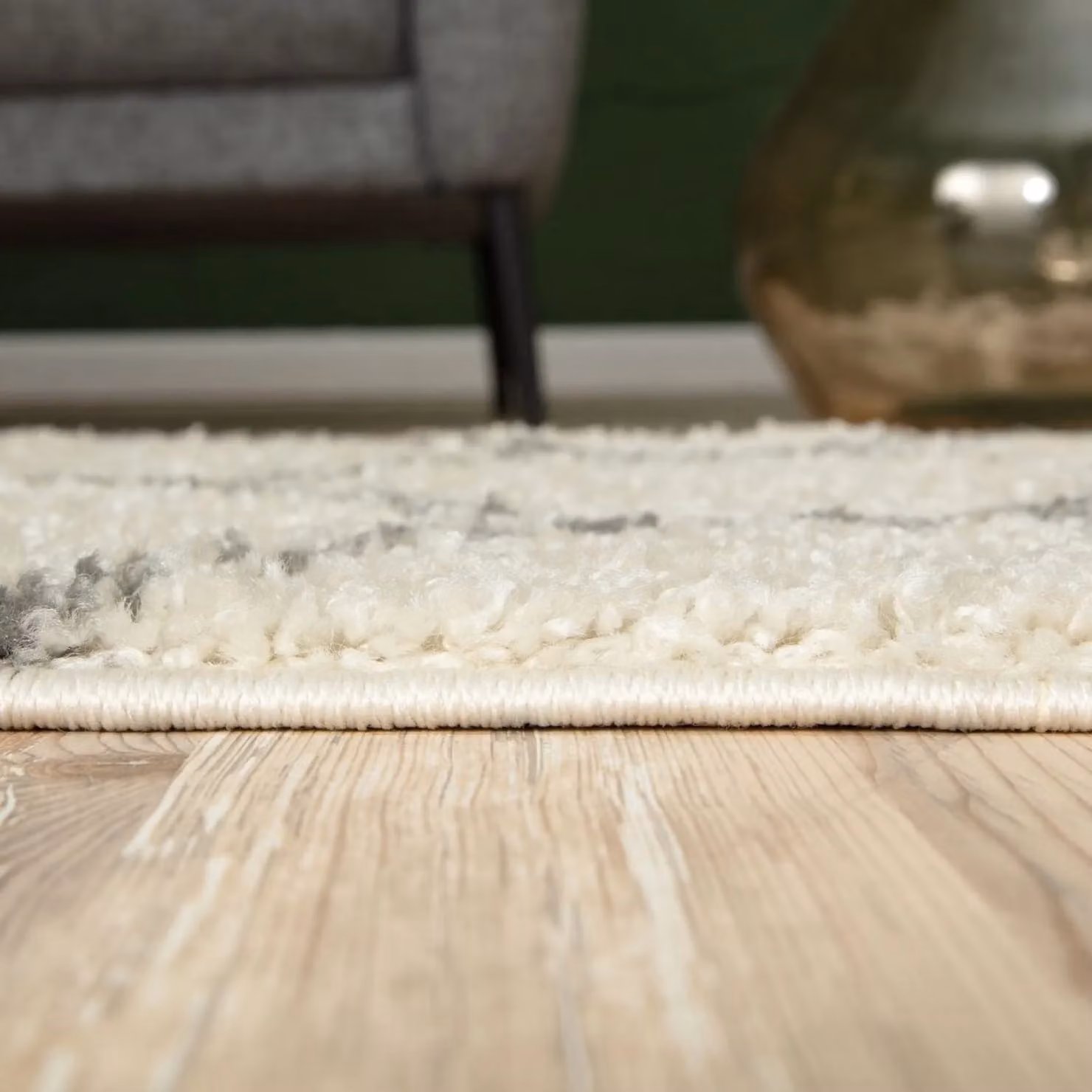 THE RUGS Moroccan Soft High Pile Shaggy Lattice Rug, Off-White, W: 200 cm, D: 290 cm – 4