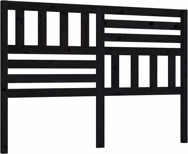 Berkfield Home Black Rustic Solid Pine Wood Bed Headboard W/D/H: 126 x 4 x 100 cm – 1