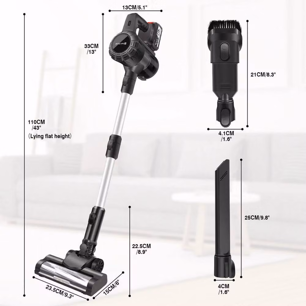 Kelvenix 3500W Cordless Bagless Vacuum Cleaner Set with Extension Pole and Pet Hair Attachment, Black – 2
