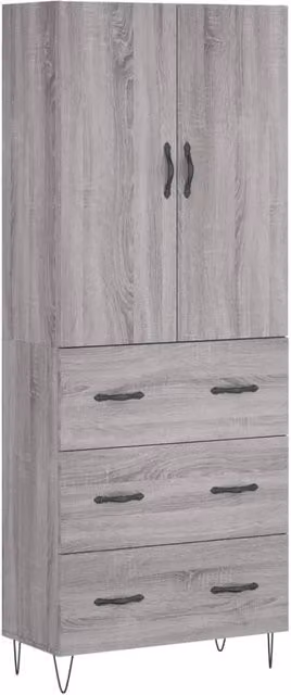 Berkfield Home Grey Sonoma Highboard in Engineered Wood W/D/H: 69.5 x 34 x 180 cm – 1