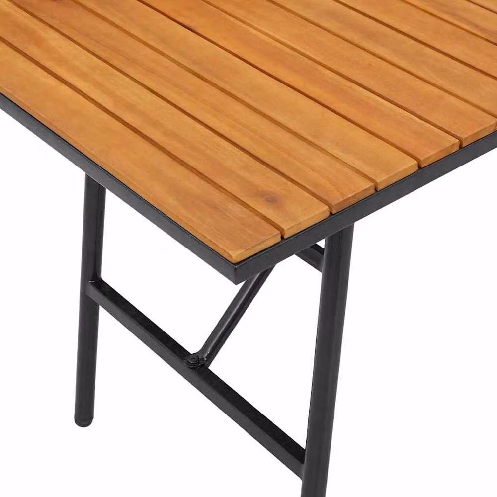 Berkfield Home Solid Acacia Dining Table in Black and Brown, W/D/H: 110 x 55 x 62 cm – 3