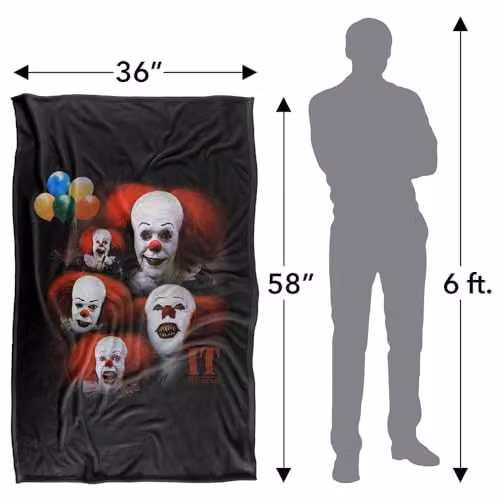 LOGOVISION It 1990 Many Faces of Pennywise Super Soft Silky Touch Fleece Throw Blanket, Multicolour, W: 91.44 cm x D: 147.32 cm – 4