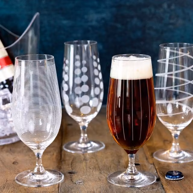 Mikasa Clear Dotted Crystal Beer Glasses, 4 x 460 ml