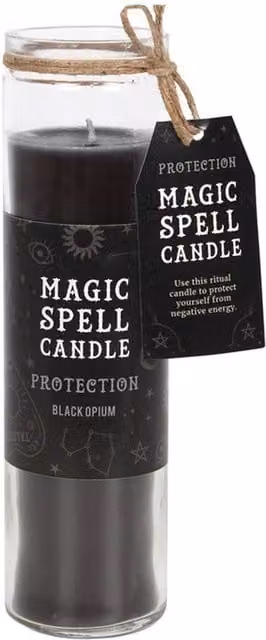 KDMK Protection Spell Opium Scented Tube Candle in Black Glass Jar with 70-Hour Burn Time