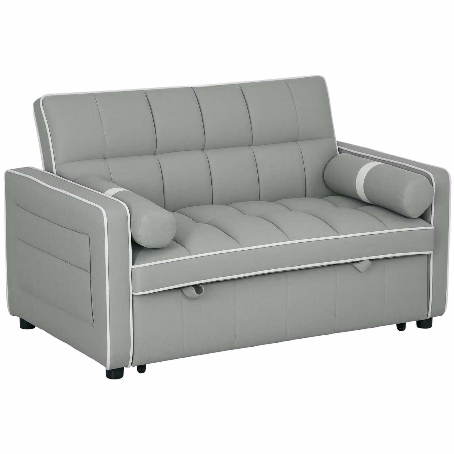 HOMCOM 2 Seater Modern Fabric Pull Out Sofa Bed with Scatter Cushions in Grey – 2