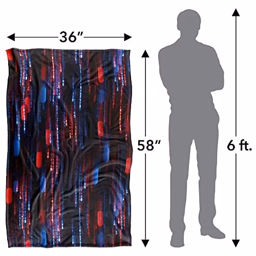 Warner Bros. The Matrix (2021) Pill Code Super Soft Silky Touch Fleece Blanket, Multicolour, W/D/H: 91.44 x 91.44 x 1.47 cm – 4