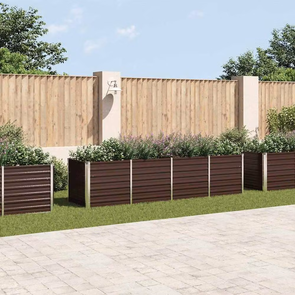 Berkfield Home Garden Brown Galvanised Steel Raised Bed W/D/H: 320 x 80 x 77 cm – 2