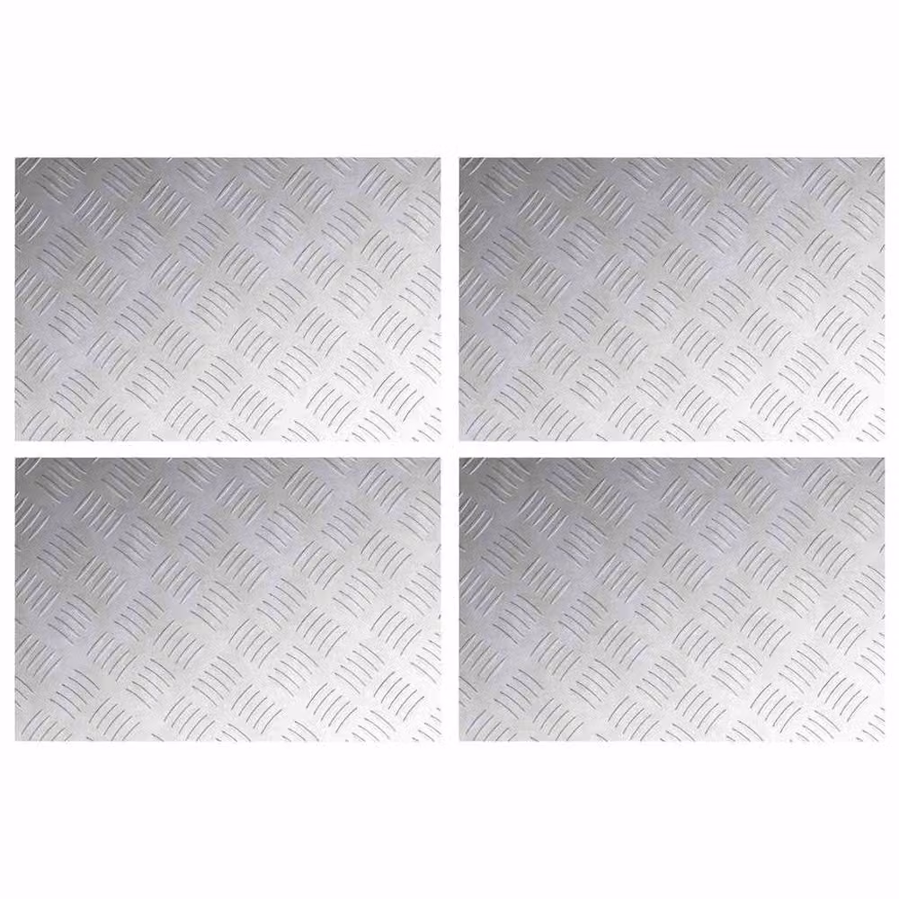 Berkfield Home Self-Adhesive Aluminium Anti-Slip Checker Plate Sheets, Silver/Grey, Set of 4, W: 60 cm, D: 40 cm – 1
