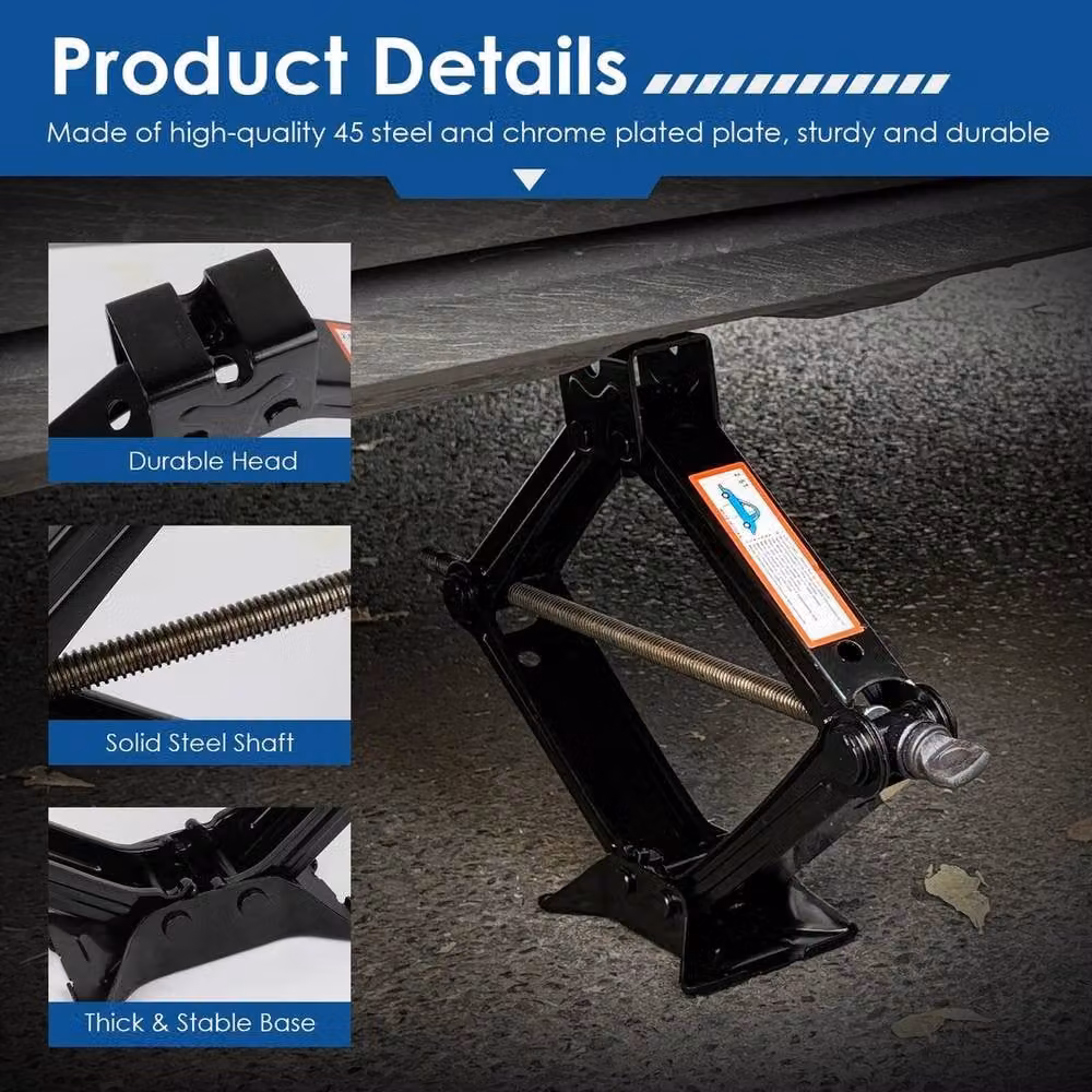 SPETLEK 2.5T Scissor Jack and Extendable Hand Tools Wheel in Black, W: 100 cm, D: 41 cm – 3