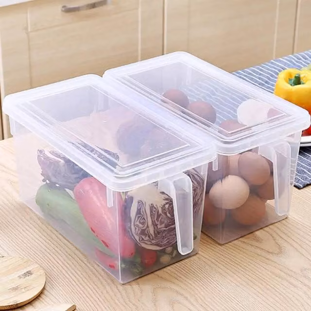 NESTLUNE 2-Piece Clear Plastic Fridge Storage Box and Cupboard Container Tray Set – 1