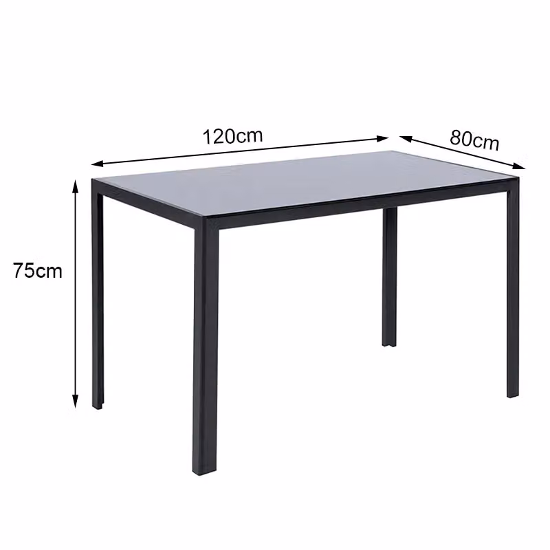 Living and Home Modern Rectangular Black Glossy Tempered Glass Kitchen Dining Table – 4