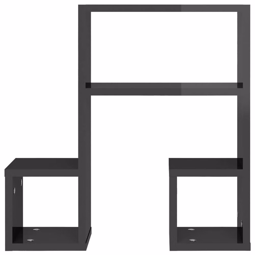 Berkfield Home Set of 2 High Gloss Grey Wall Shelves in Engineered Wood, W/D/H: 50 x 15 x 50 cm – 5