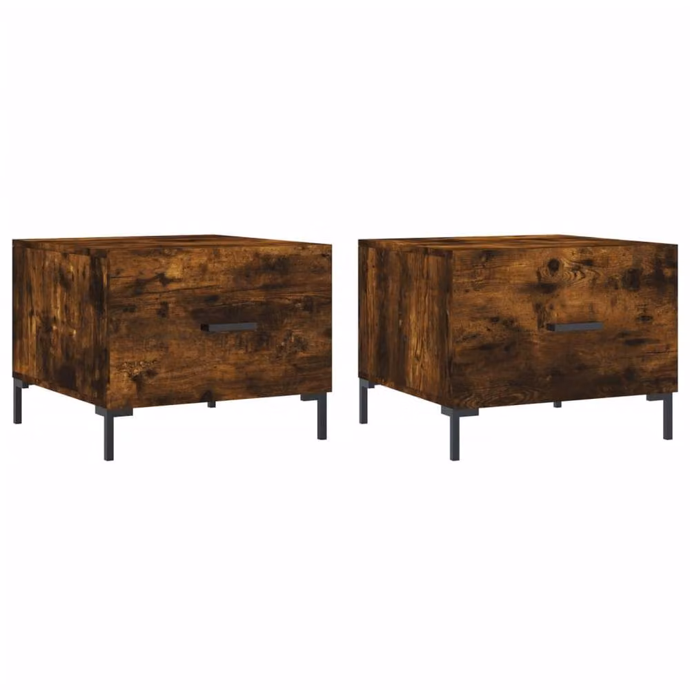 Berkfield Home Set of 2 Decorative Coffee Tables in Smoked Oak Brown, W/D/H: 50 x 50 x 40 cm – 2