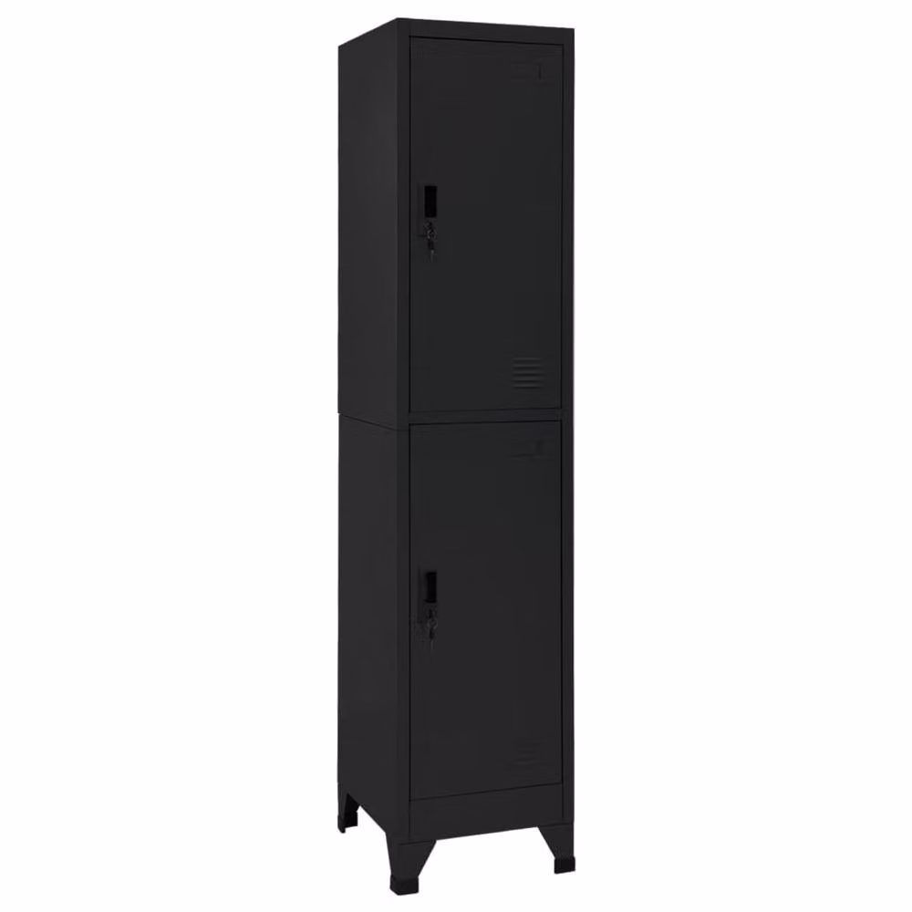 Berkfield Home Black Steel Locker Cabinet with Hinged Doors and Lock, W/D/H: 38 x 45 x 180 cm – 2