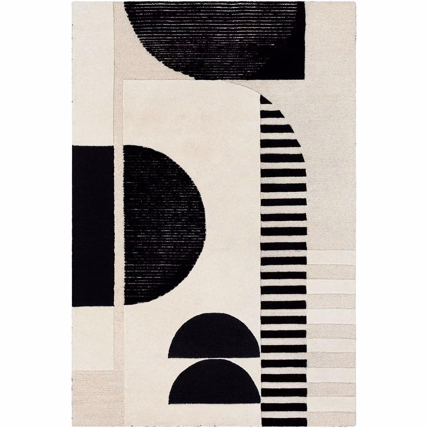 Livabliss Brooklyn Hand-Tufted Wool Modern Geometric Rug in Cream and Black, W: 180 cm, D: 250 cm – 2
