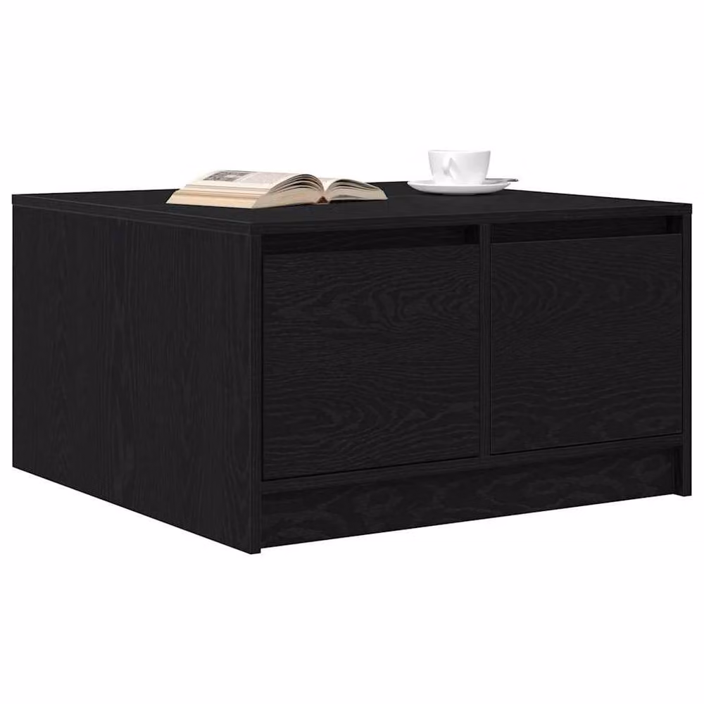 Berkfield Home Black Oak Coffee Table with Drawers W: 70.5 cm, D: 70 cm, H: 40 cm – 3