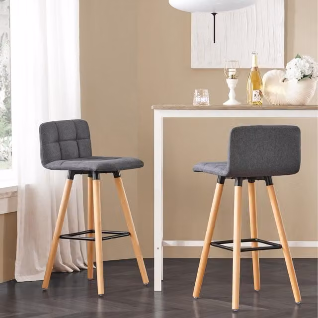 SoBuy Set of 2 Scandinavian Style Kitchen Breakfast Bar Stools in Grey and Black