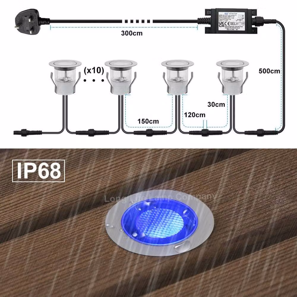 SPETLEK IP68 Round Outdoor LED Decking Lights in Blue – 2
