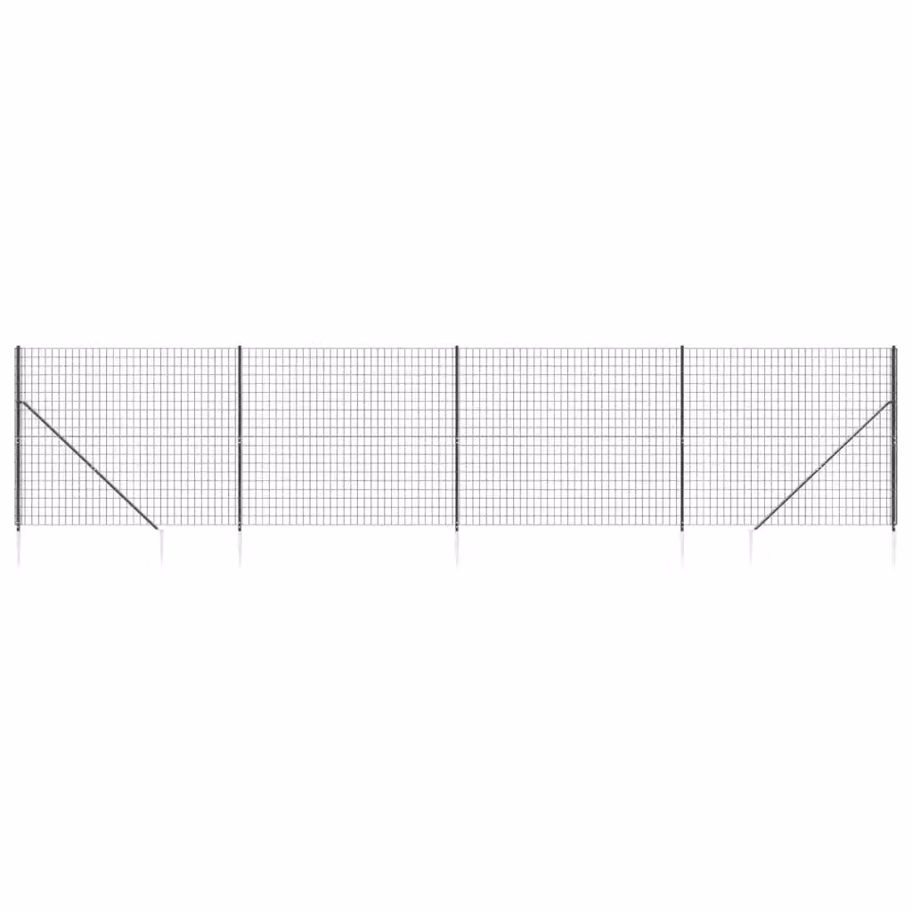 Berkfield Home PVC-Coated Steel Wire Mesh Fence with Spike Anchors, Anthracite and Black, H: 140 cm, W: 10 m – 2