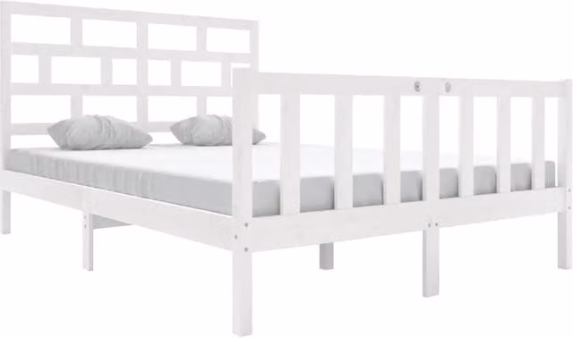 Berkfield Home White Solid Wood Pine Bed Frame, W/D/H: 120 x 200 cm