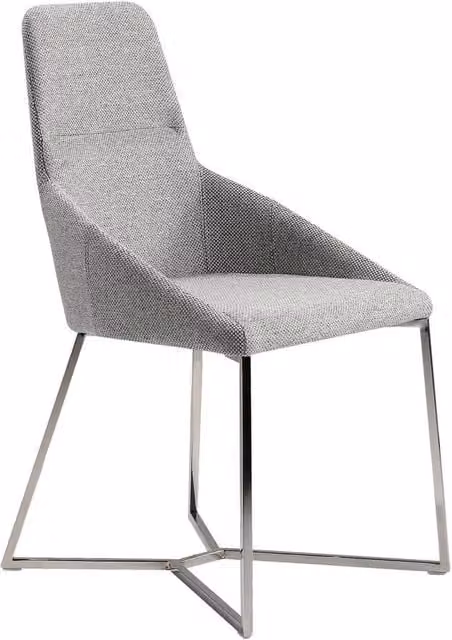 Angel Cerda Grey Fabric Dining Chair with Chrome-Plated Metal Cantilever Base