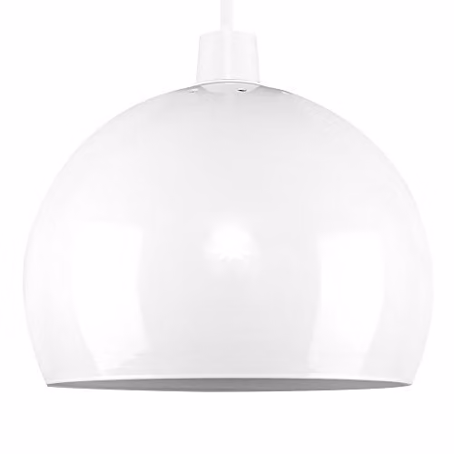 MiniSun Retro Gloss White Metal Dome Ceiling Light Shade, Shade Width: 20 cm