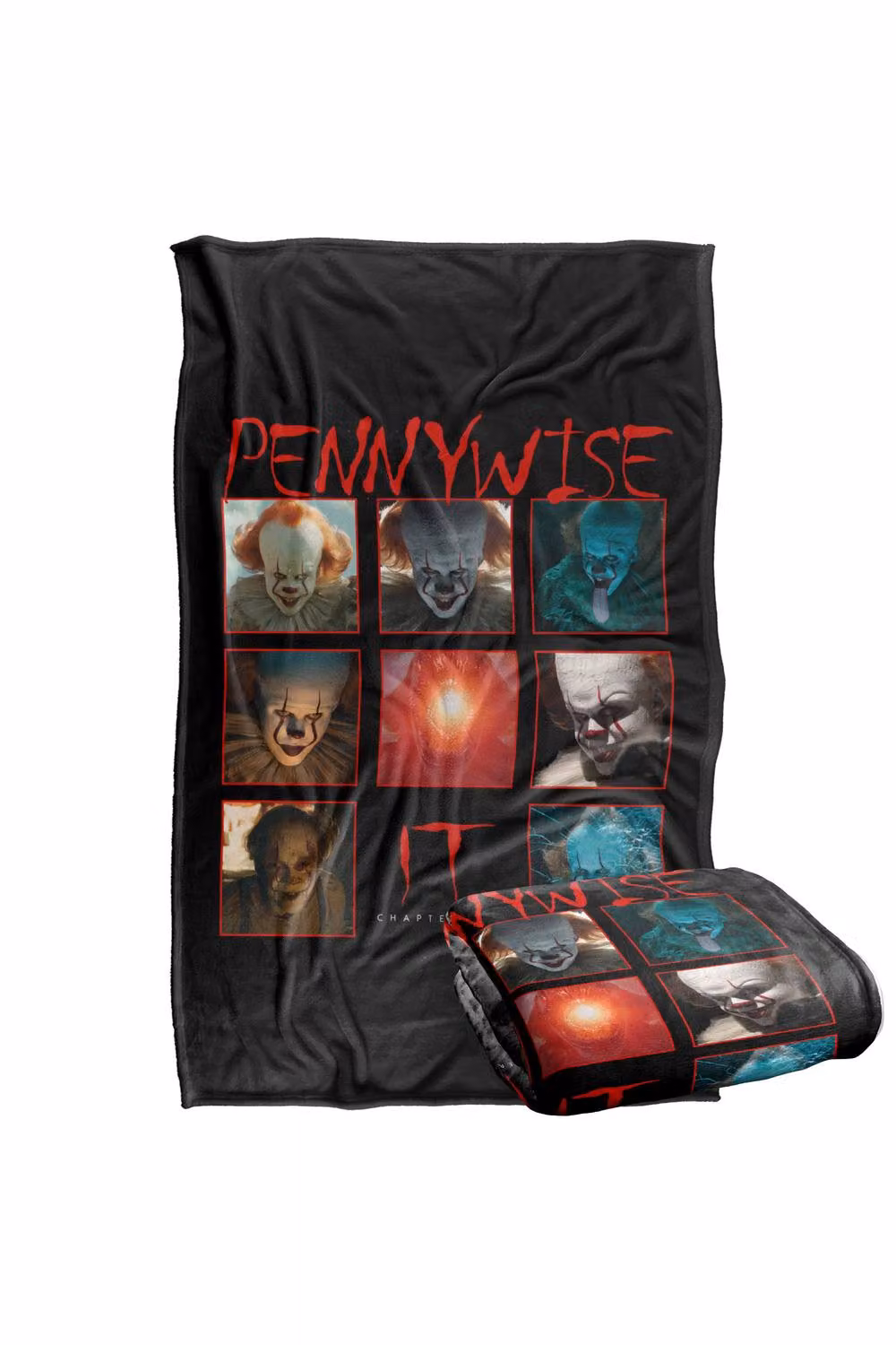LOGOVISION It Chapter 2 Pennywise Squares Super Soft Fleece Throw Blanket, Multicolour, W: 152 cm, D: 127 cm – 7