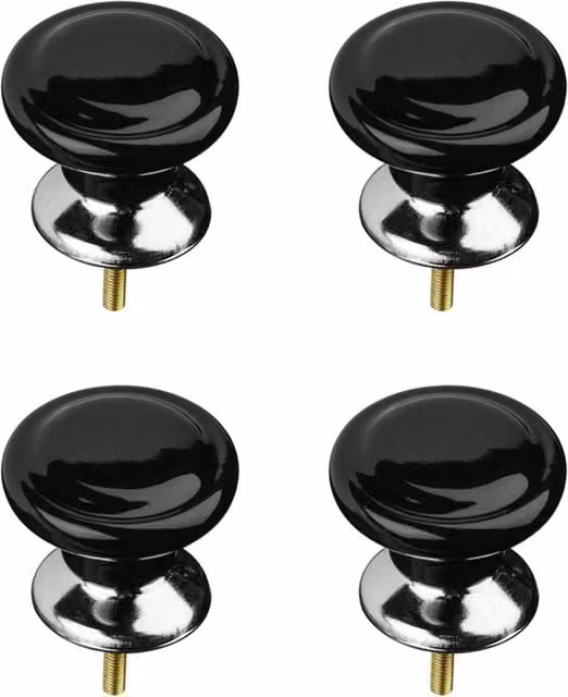 Orsina Polished Black Ceramic Drawer Knobs, Set of 4 – 1