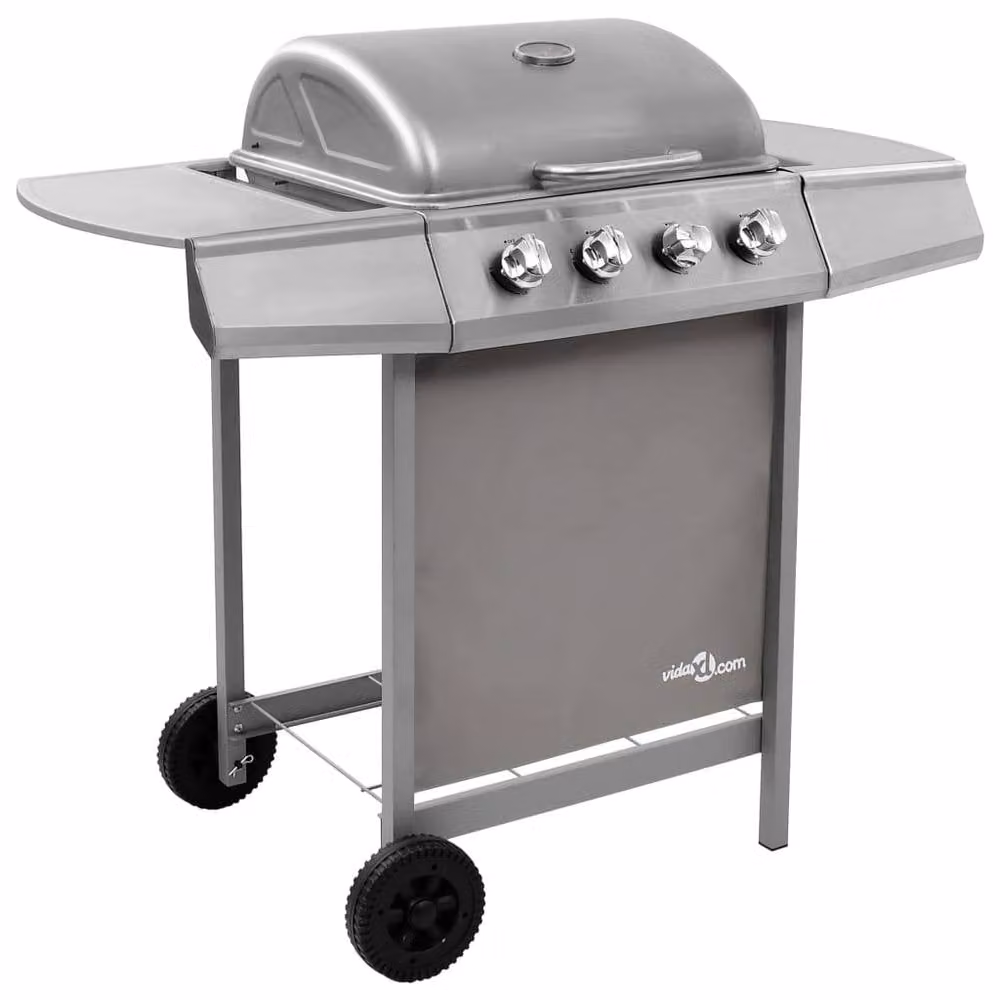 Berkfield Home 4 Burner Gas BBQ Grill in Silver Stainless Steel