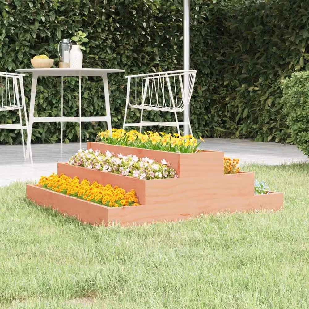 Berkfield Home Brown Solid Wood Planter W: 80 cm, D: 80 cm, H: 27 cm – 2