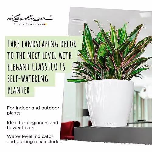 Lechuza Classico 43 LS Self Watering Plant Pot, Black High-Gloss Plastic Planter for Indoor and Outdoor Use, D43 x H40 cm – 3