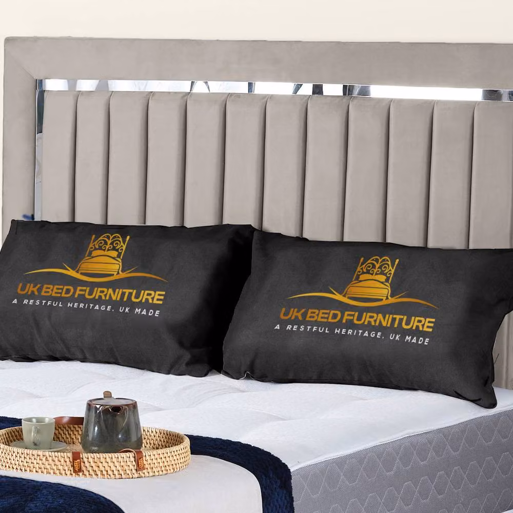 UK Bed Furniture Modern Upholstered Bed Frame in Grey, Size: 200 x 200 cm – 2