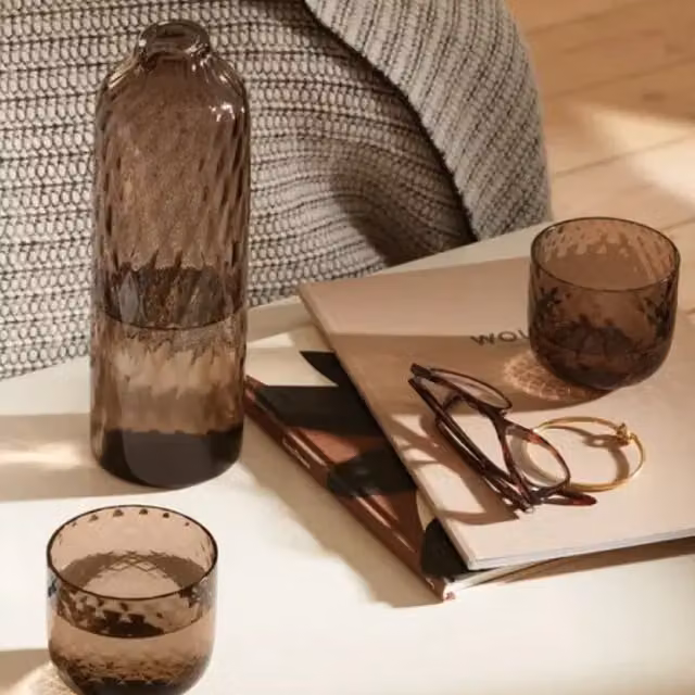 LSA Dapple Geometric Glass Carafe in Brown