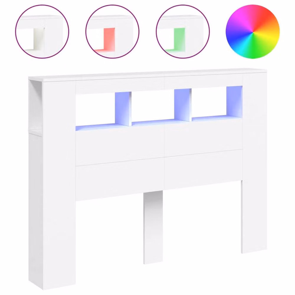 Berkfield Home LED Headboard in White, W/D/H: 140 x 18.5 x 103.5 cm – 3