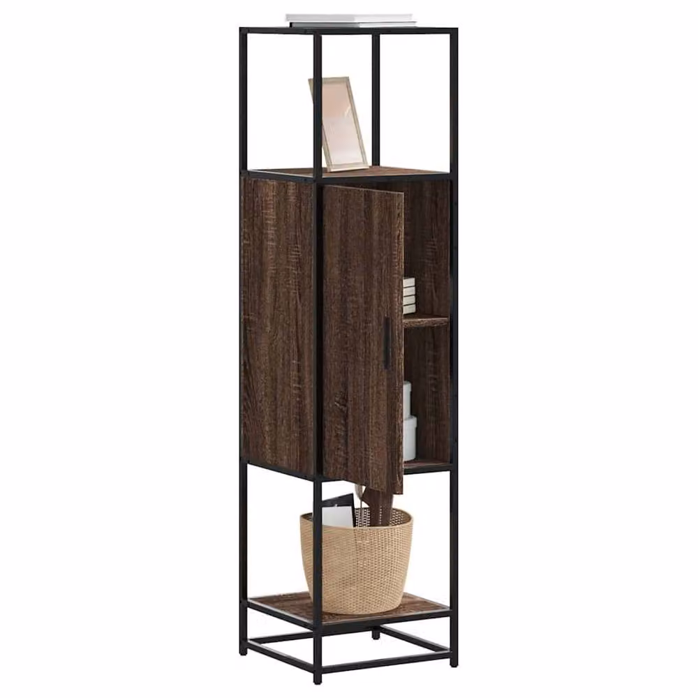 Berkfield Home Brown Oak Highboard with Hinged Doors and Internal Shelves, W/D/H: 35.5 x 35.5 x 139 cm – 2