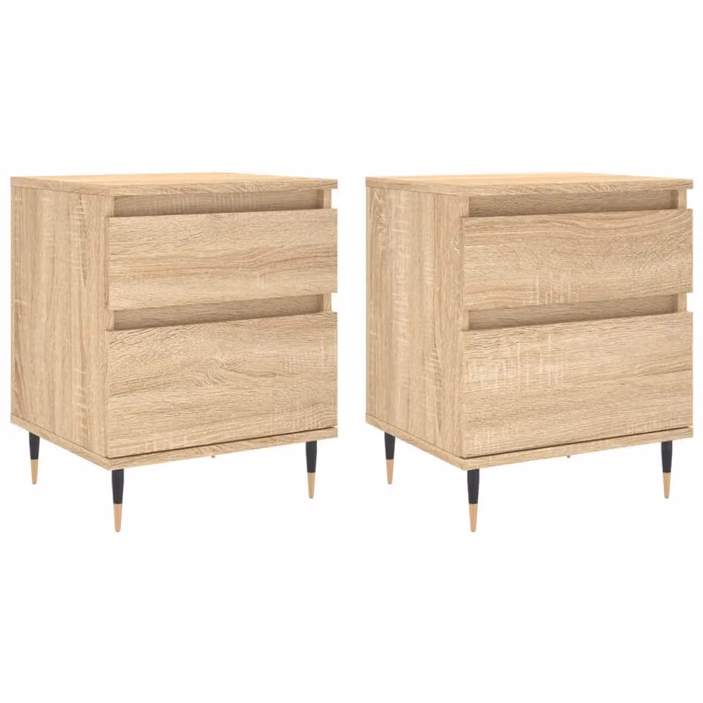 Berkfield Home Set of 2 Sonoma Oak Bedside Cabinets in Brown, W: 40 cm, D: 35 cm, H: 50 cm