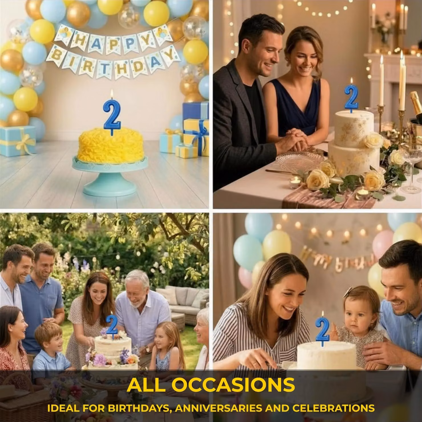 Shatchi Blue Number 2 Birthday Cake Topper Candle – 5