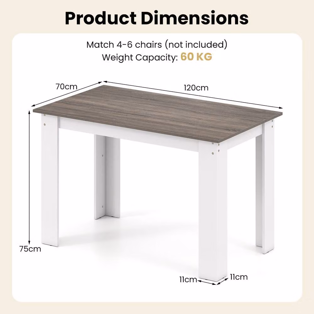 SPETLEK Modern Rectangular Wooden Dining Table in Brown, W/D/H: 120 x 70 x 75 cm – 2