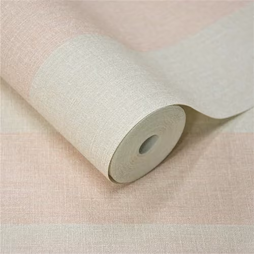 Grandeco Boutique Pure & Protect Stratus Stripe Linen Textured Antibacterial Washable Wallpaper, Pink