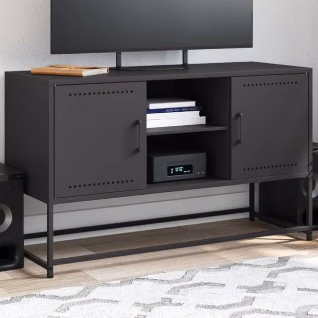 Berkfield Home Industrial TV Cabinet in Black Metal, W/D/H: 100.5 x 39 x 60.5 cm – 1